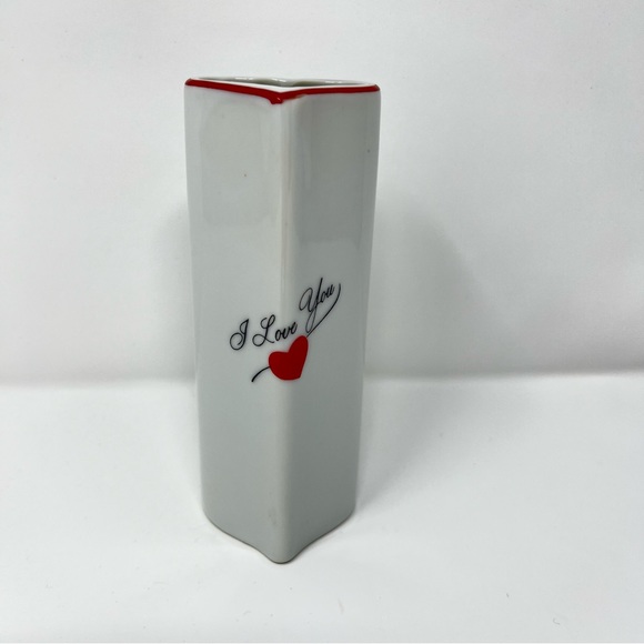 Lucie Sable Imports Japan “I Love You” Heart Shaped Vase 6” Tall Valentines - Picture 1 of 4